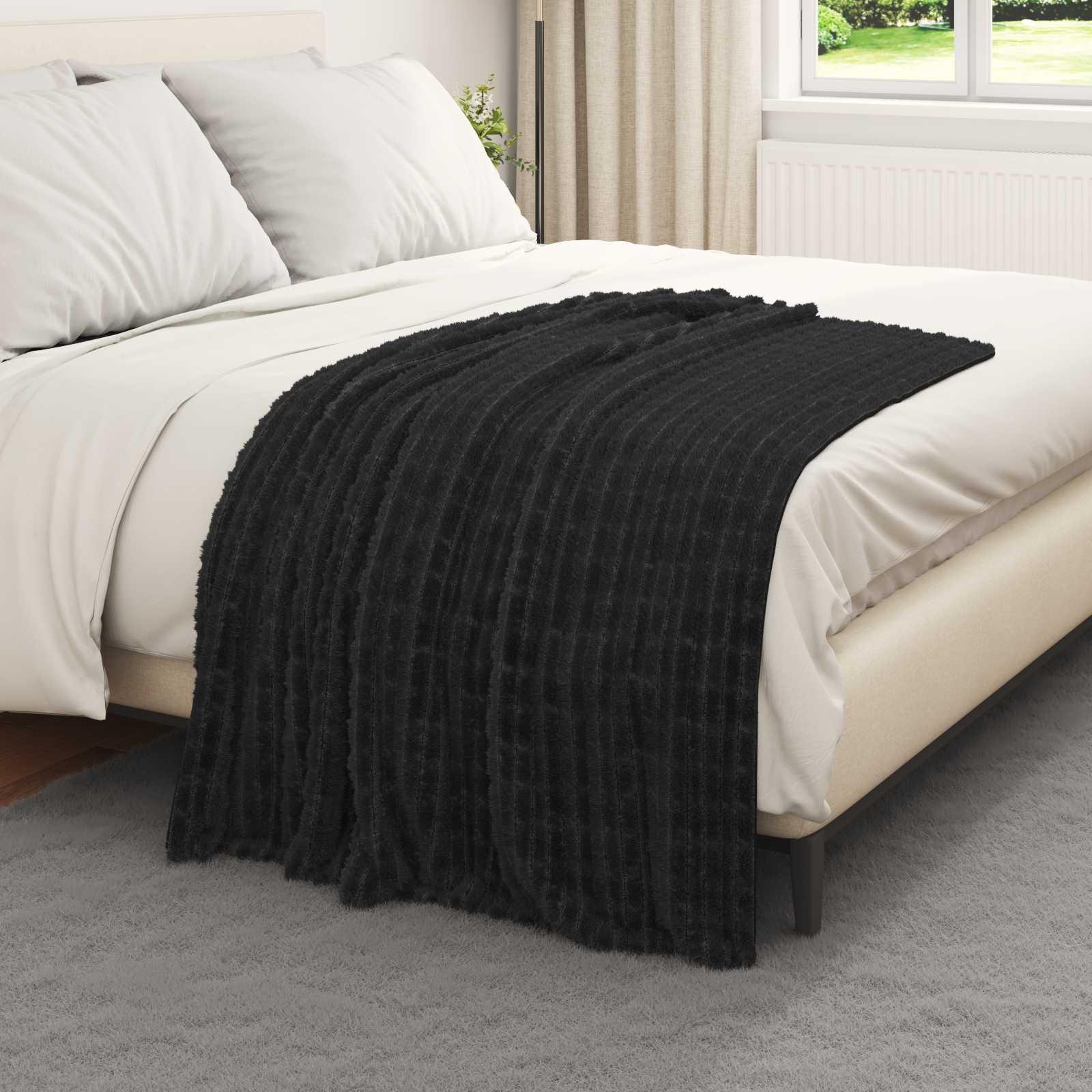 Kastetæpper 6 stk Sort 150 x 130 cm Fleece