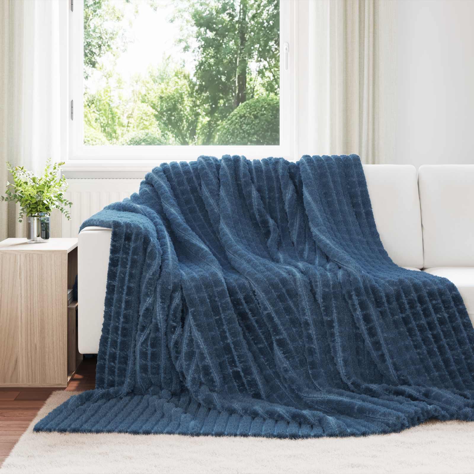 Kastetæpper 6 stk Mørkeblå 270 x 240 cm Fleece
