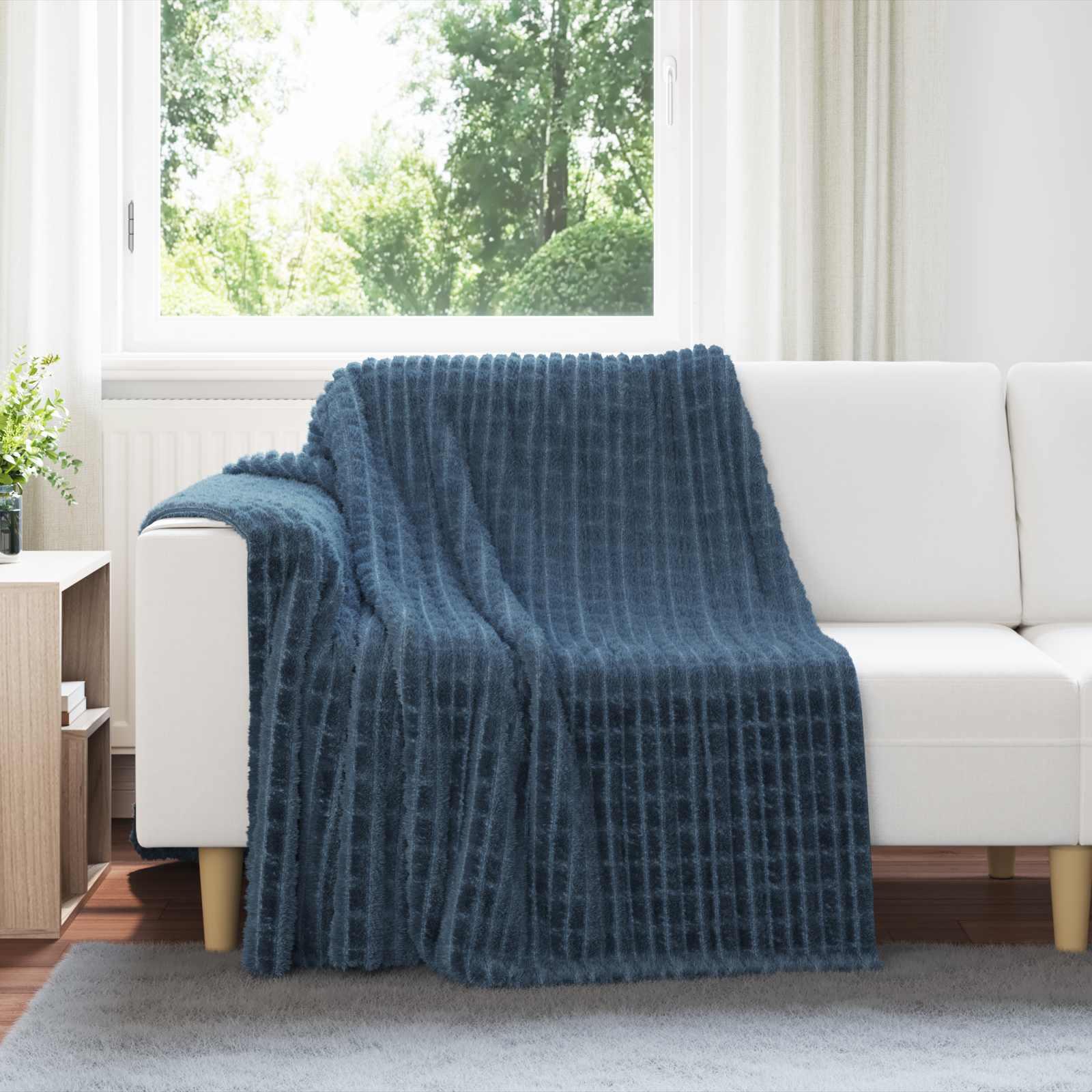 Kastetæpper 6 stk Mørkeblå 200 x 150 cm Fleece