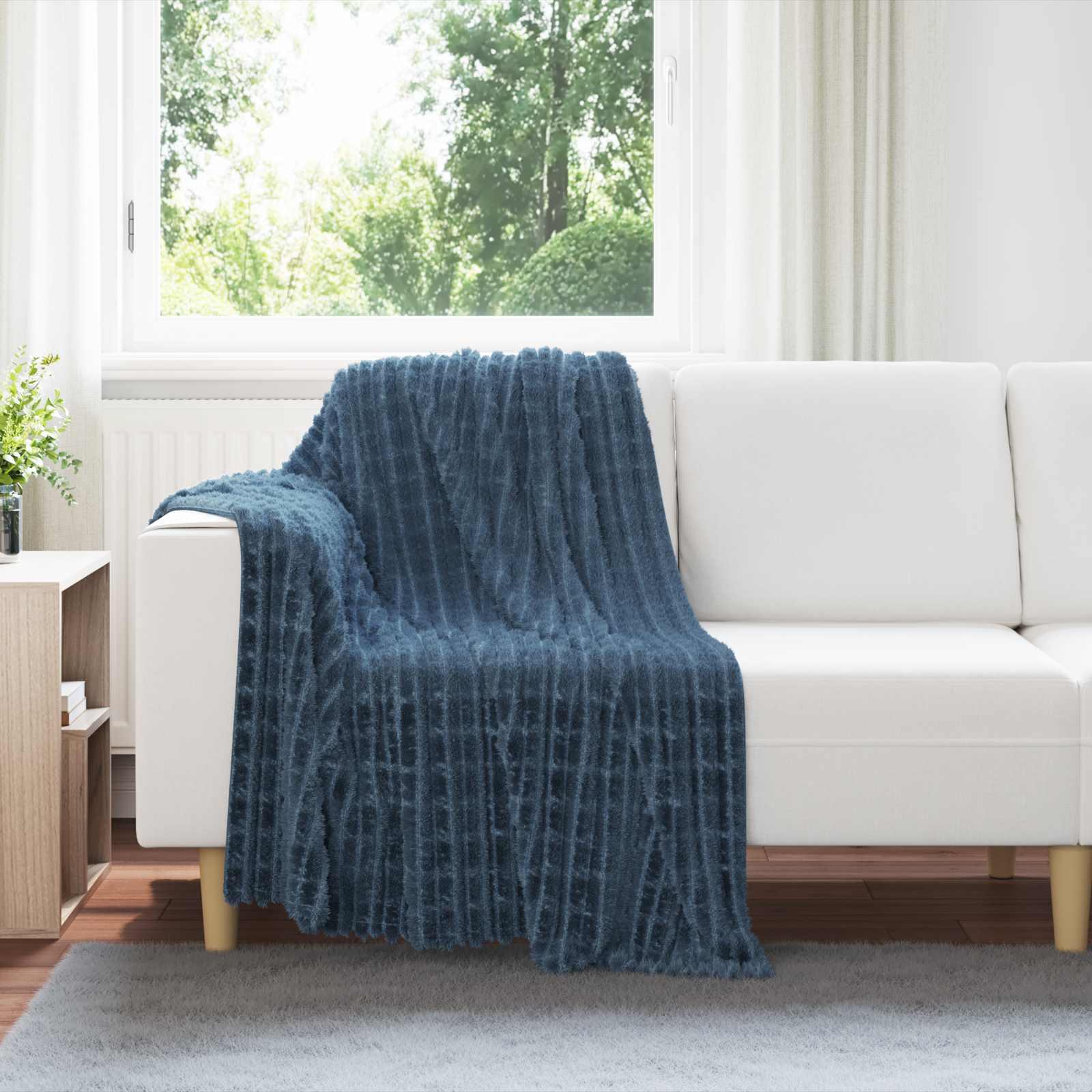 Kastetæpper 6 stk Mørkeblå 150 x 130 cm Fleece