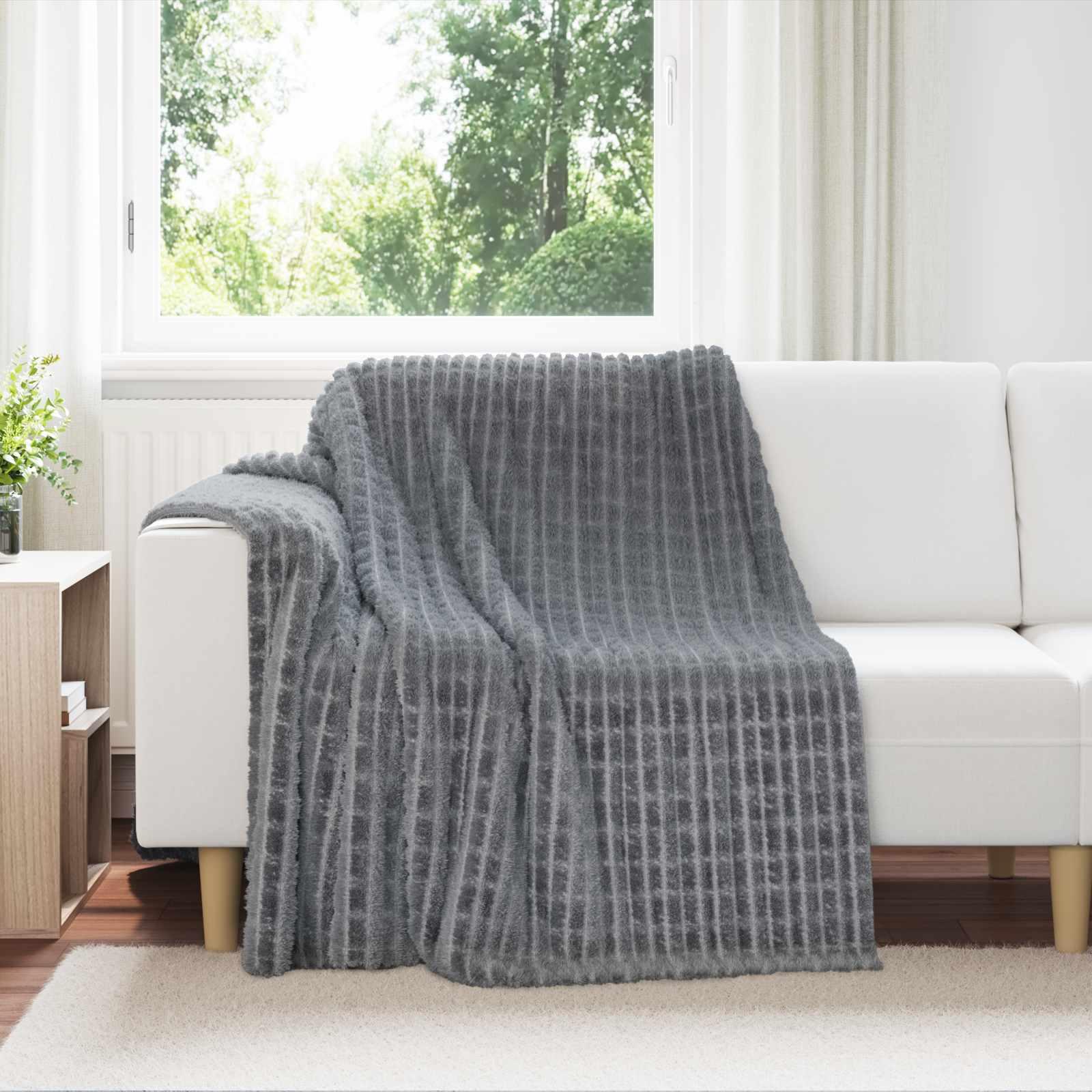 Kastetæpper 6 stk Mørkegrå 200 x 150 cm Fleece