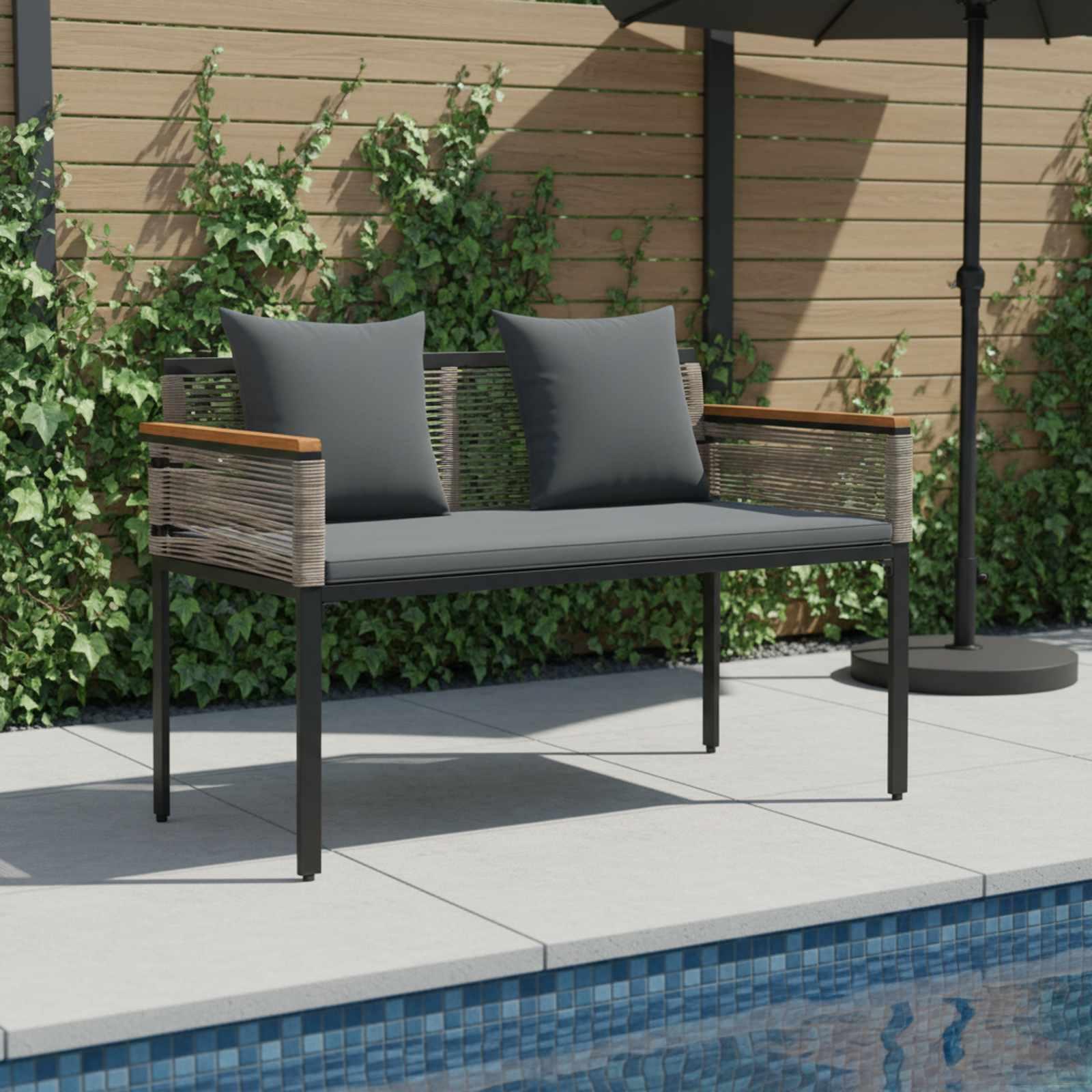 Udendørs bænk Grå og Mørkegrå 117 x 54 x 74.5 cm polyrattan