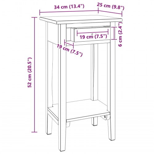 Planteholder med skuffe Brun 34 x 25 x 52 cm Mahogni Træ