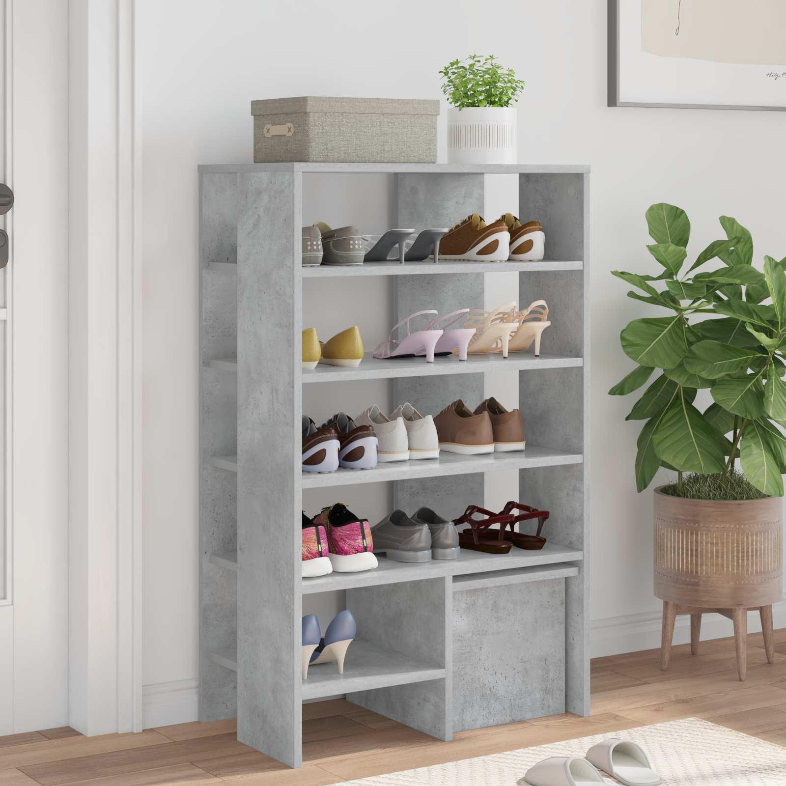 Sko skab med hylde 2 stk Beton Grå Konstrueret træ
