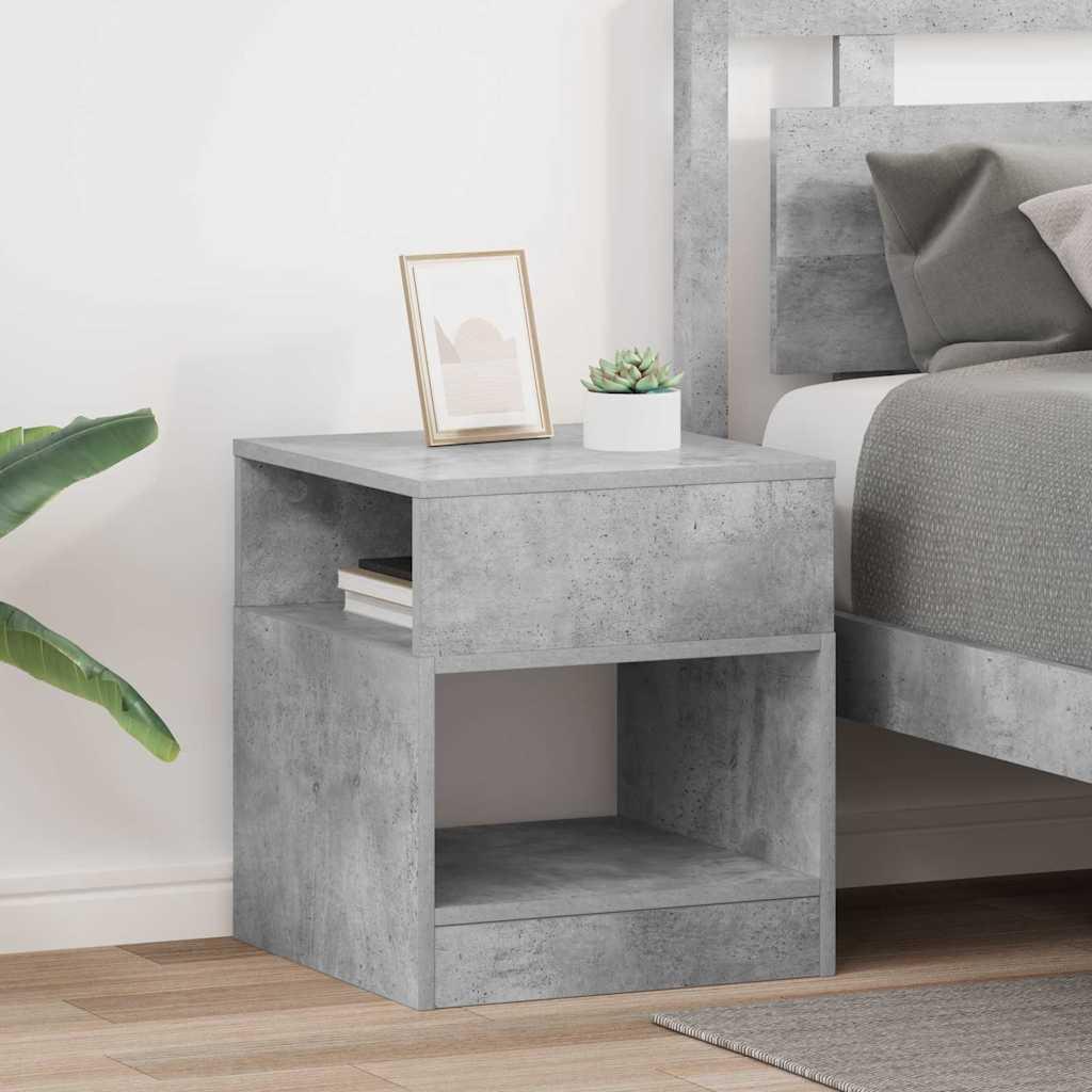 Endebord 2 stk Beton Grå 40,5 x 40 x 45 cm Konstrueret træ