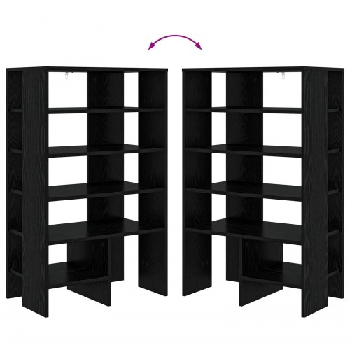 Sko skab med hylde med opbevaring 2 stk Sort eg Konstrueret træ