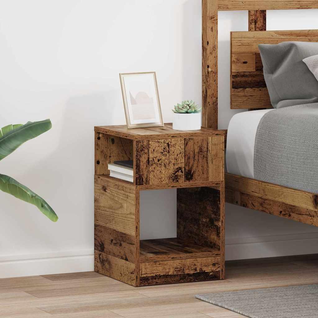 Endebord 2 stk Gammelt træ 30,5 x 30 x 45 cm Konstrueret træ