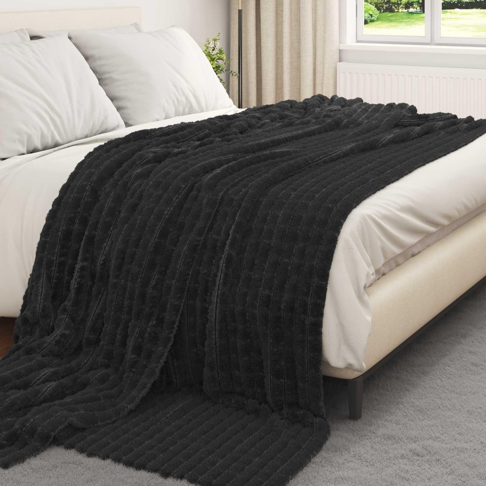 Throw tæppe Sort 270 x 240 cm Fleece