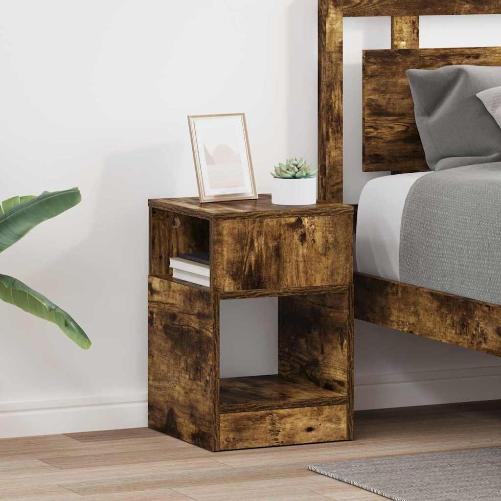 Endebord 2 stk Røget eg 30,5 x 30 x 45 cm Konstrueret træ