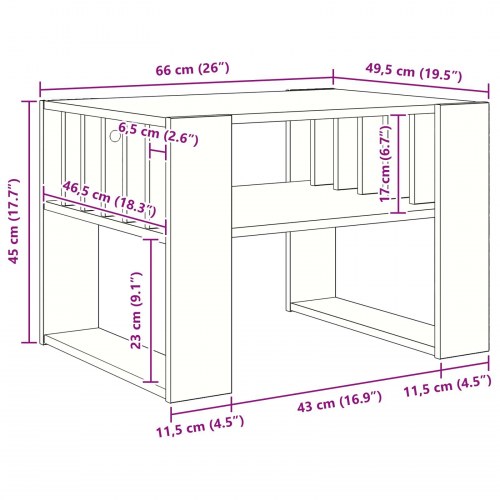 Sofabord Sonoma eg 66 x 49,5 x 45 cm Konstrueret træ