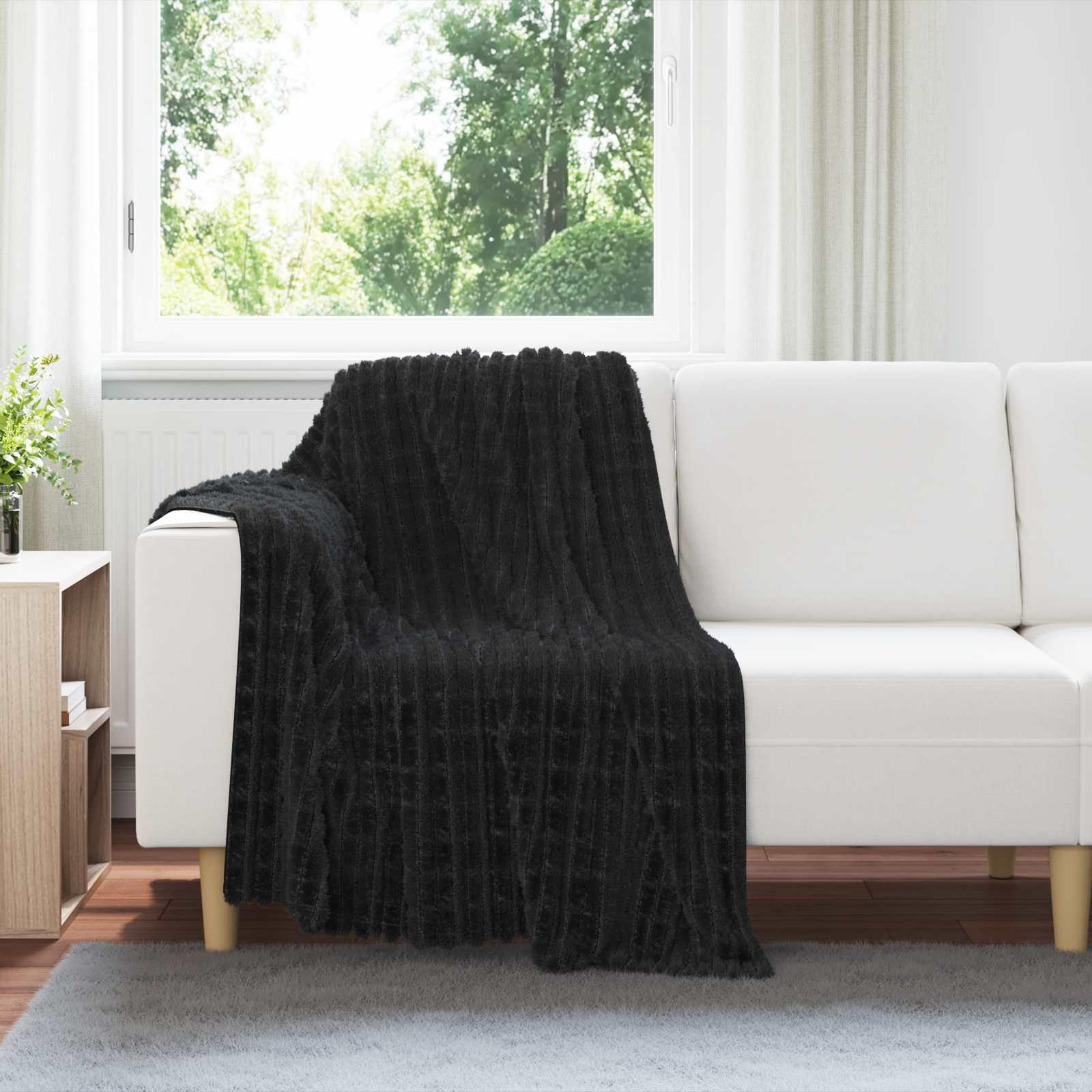 Throw tæppe Sort 150 x 130 cm Fleece