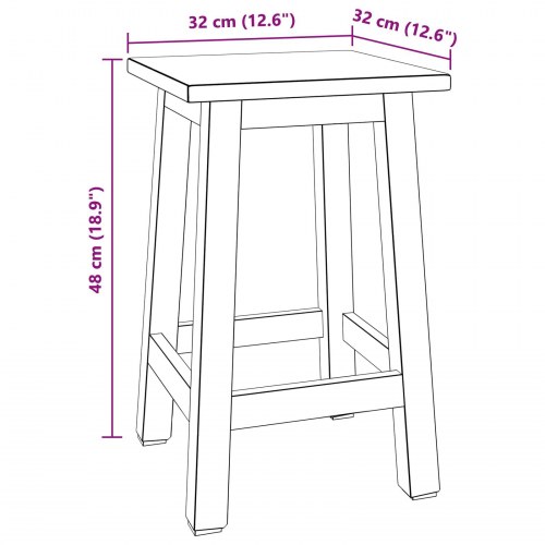 Taburet Naturfarvet 30 x 30 x 47 cm Mahogni Træ