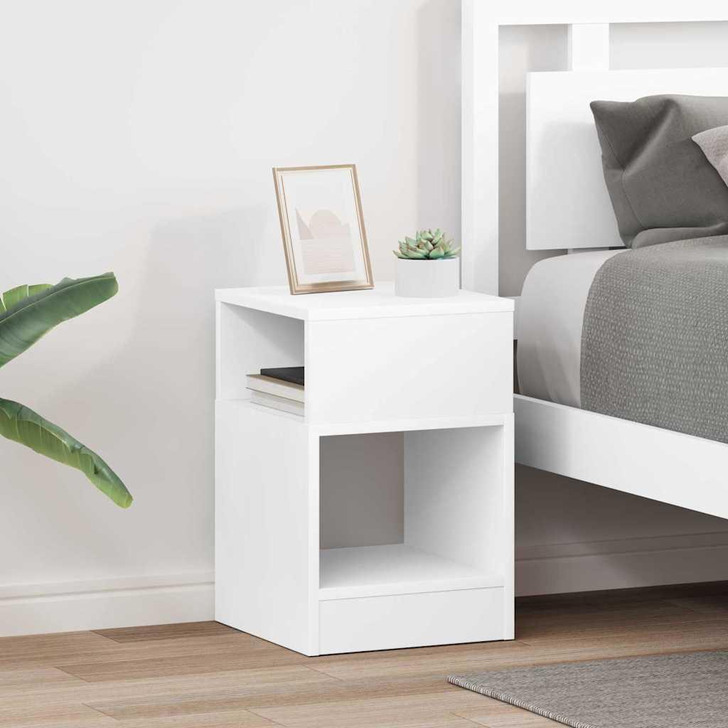 Endebord 2 stk Hvid 30,5 x 30 x 45 cm Konstrueret træ