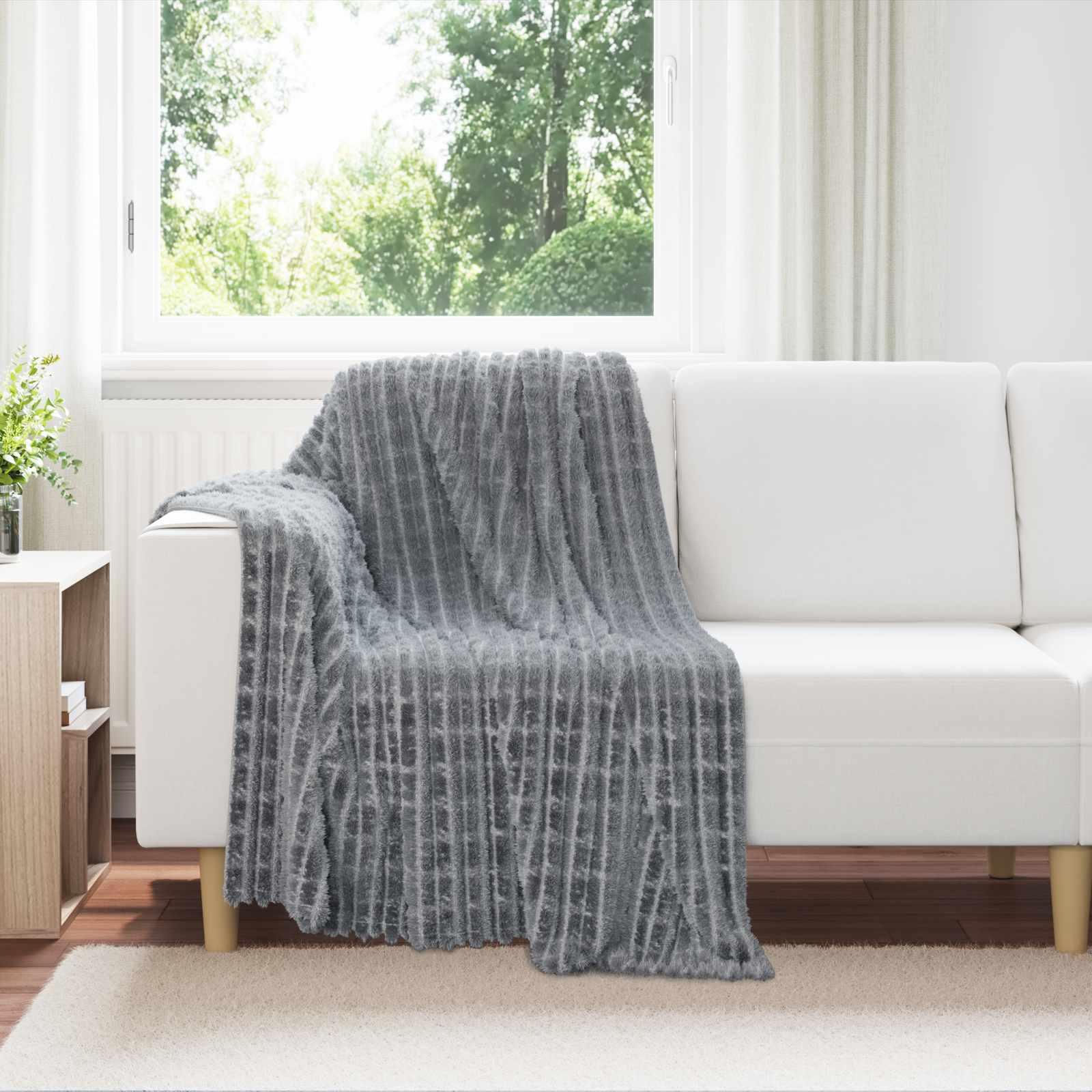 Throw tæppe Mørkegrå 150 x 130 cm Fleece