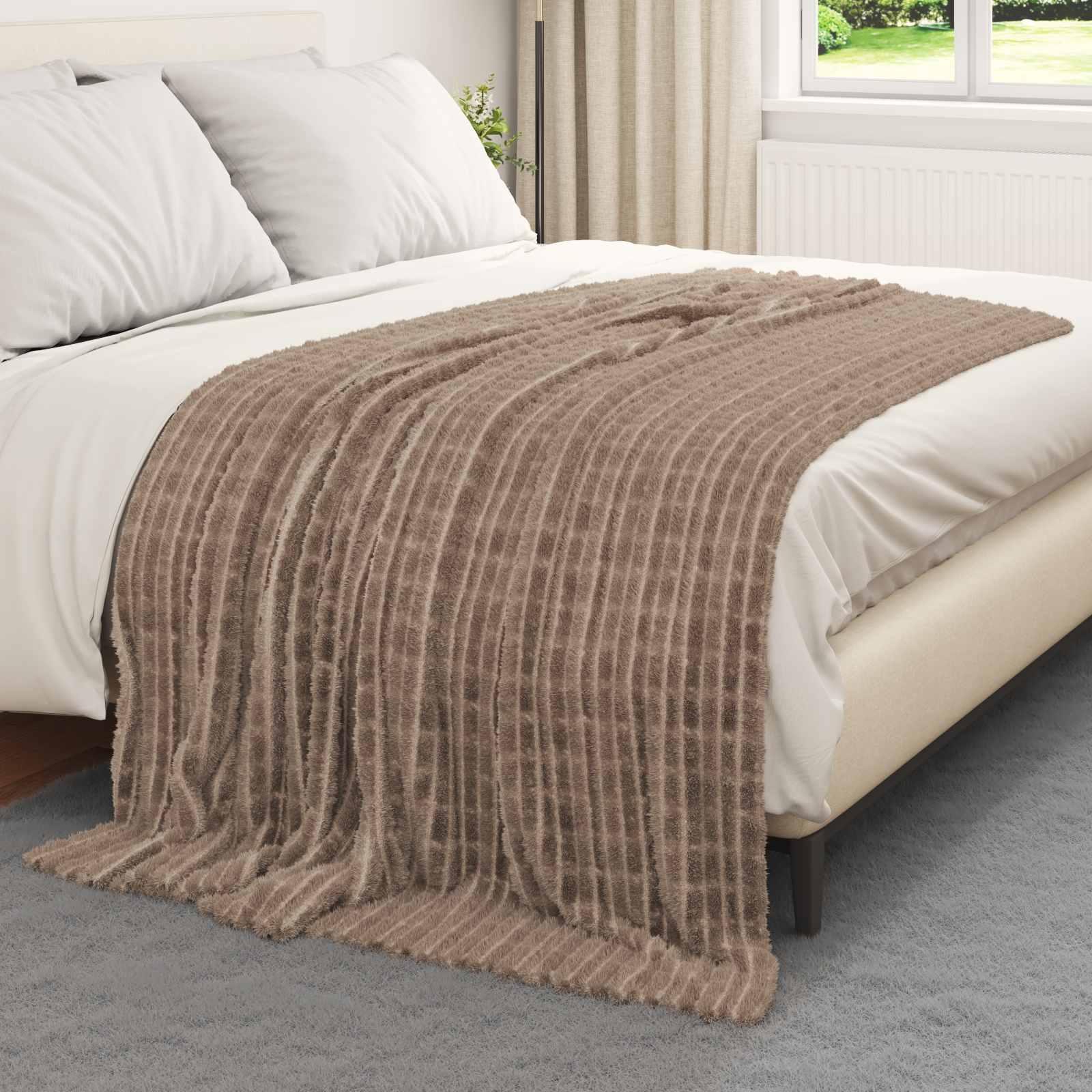 Throw tæppe Camel 200 x 150 cm Fleece