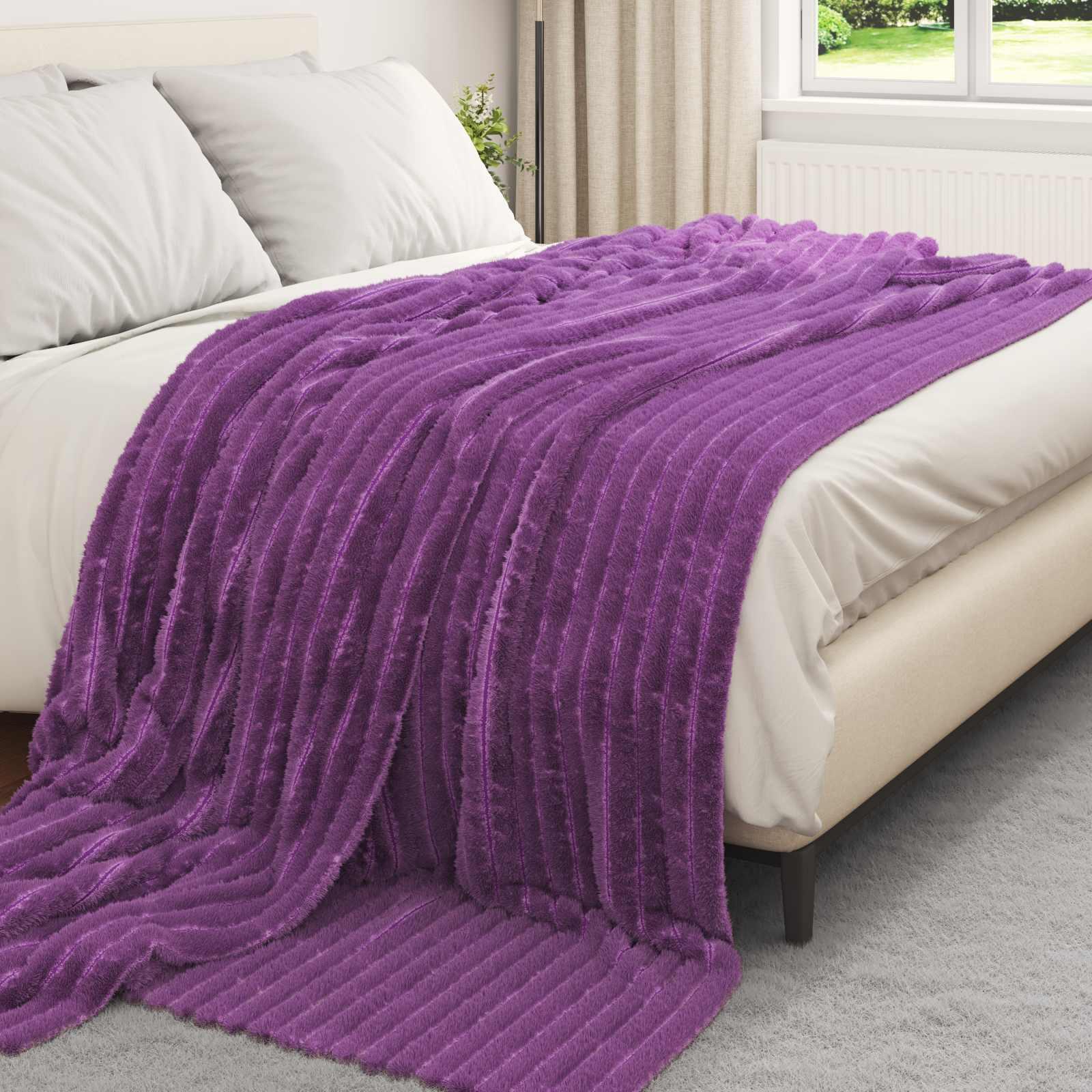 Kastetæpper 6 stk Lilla 270 x 240 cm Fleece