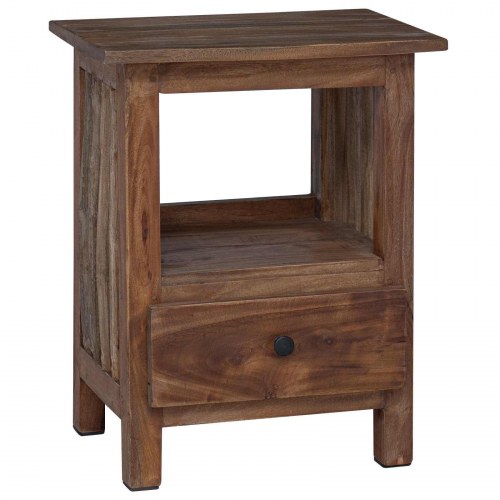 Sengebord med skuffe Brun 30 x 30 x 47 cm Solid genbrugs træ