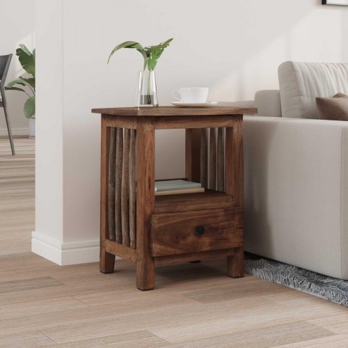 Sengebord med skuffe Brun 30 x 30 x 47 cm Solid genbrugs træ