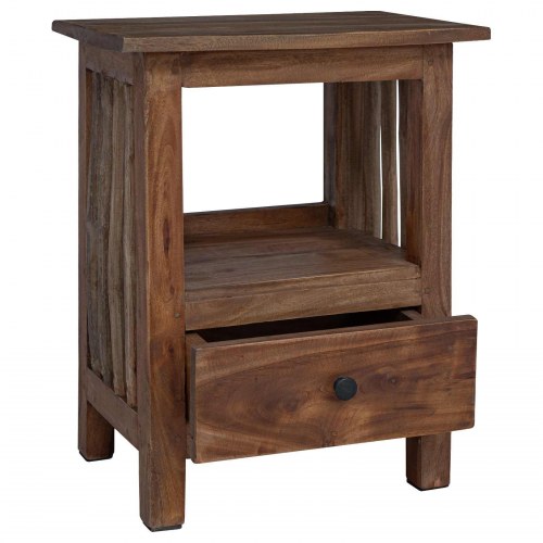 Sengebord med skuffe Brun 30 x 30 x 47 cm Solid genbrugs træ