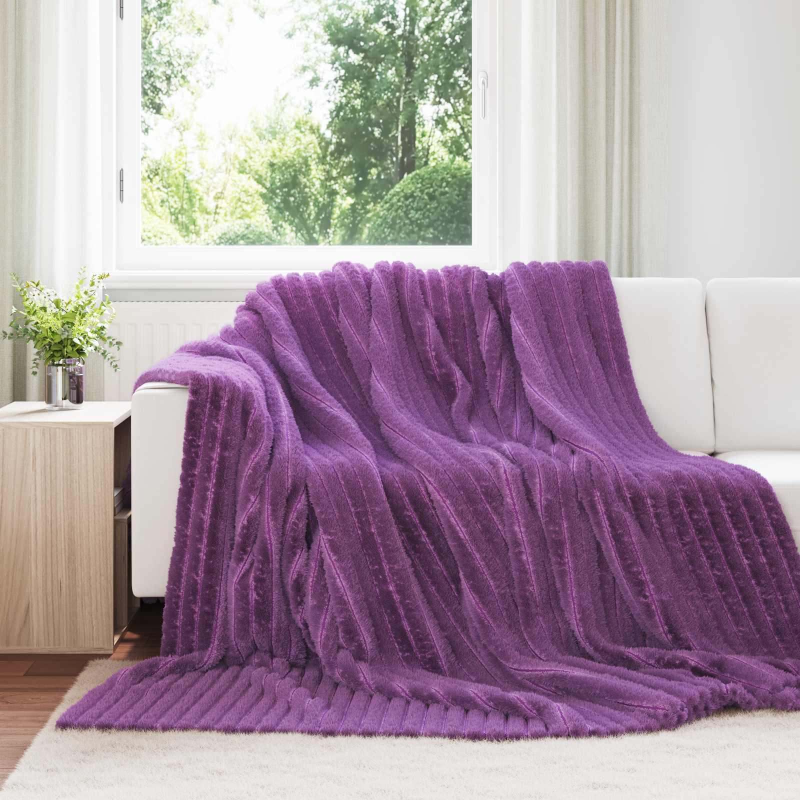 Kastetæpper 6 stk Lilla 240 x 220 cm Fleece