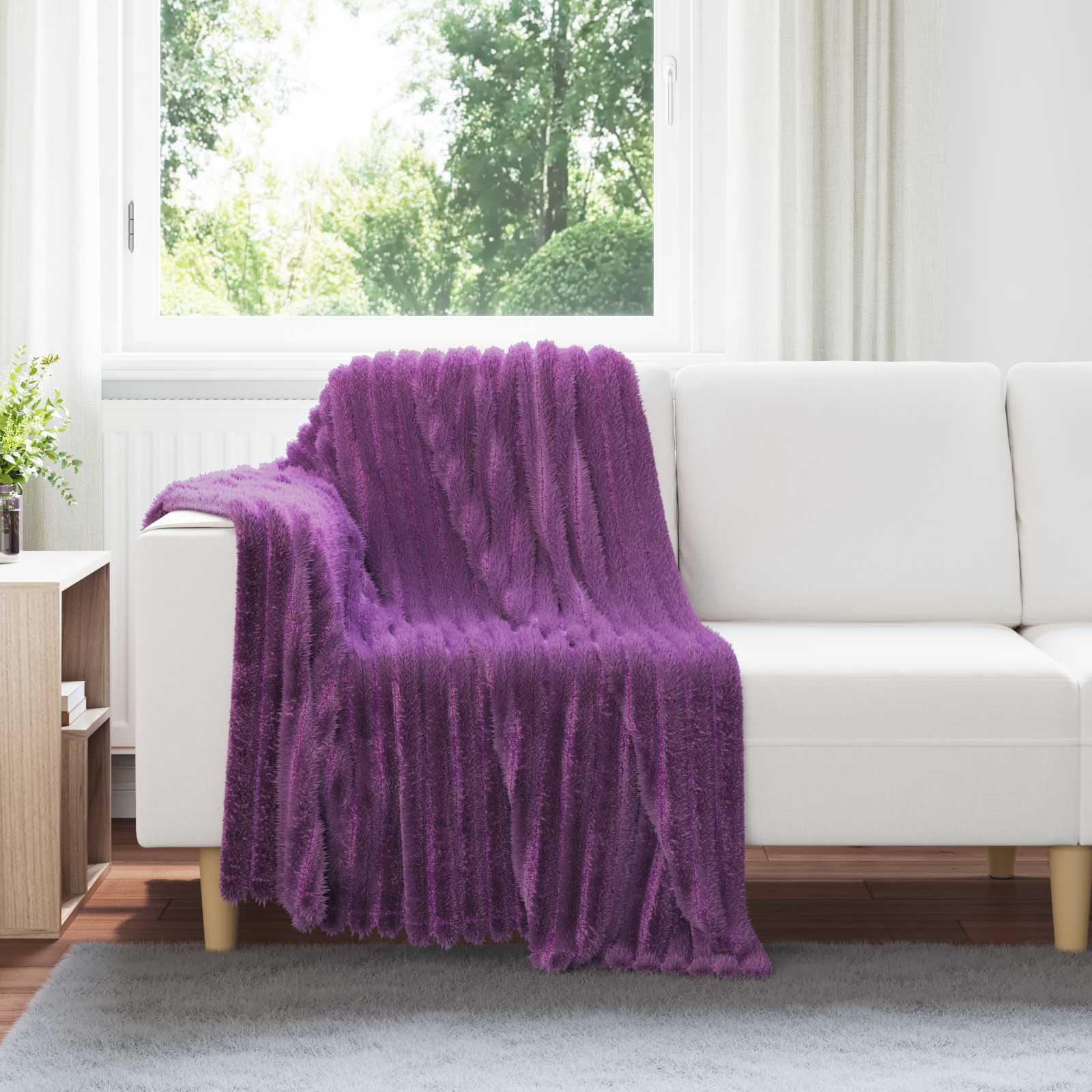 Kastetæpper 6 stk Lilla 150 x 130 cm Fleece