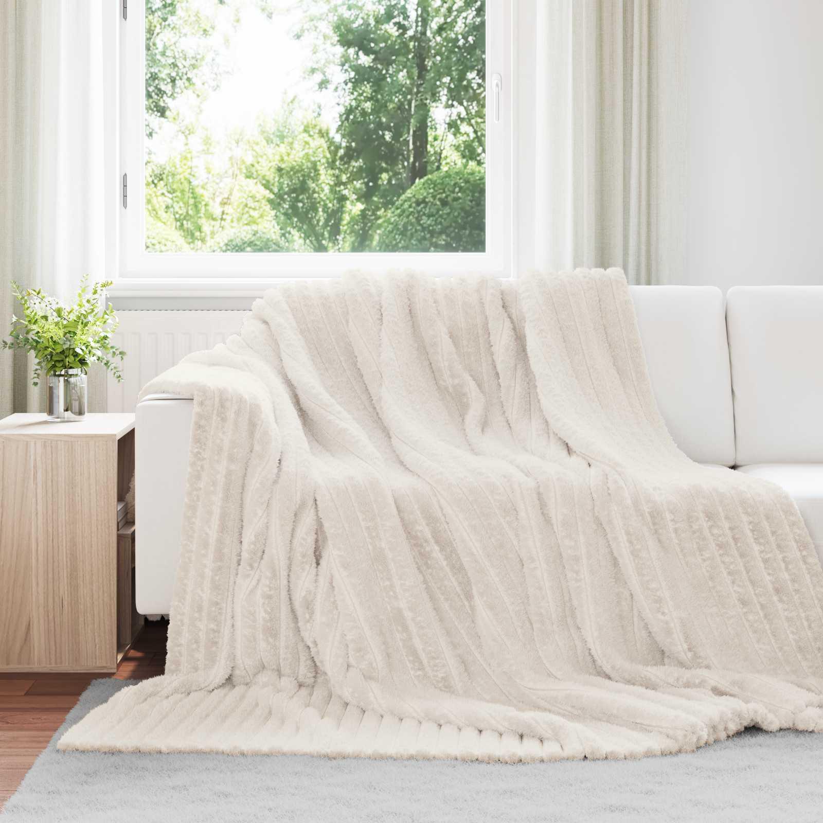 Kastetæpper 6 stk Creme 240 x 220 cm Fleece