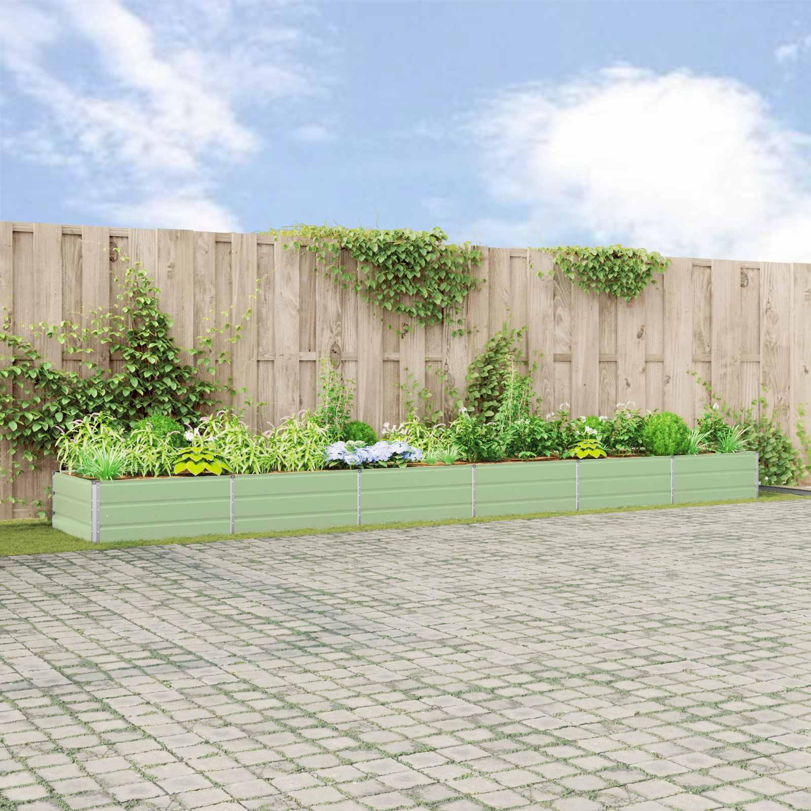 Plantekasse Galvaniseret Stål - Lysegrøn / 580 x 100 x 45 cm