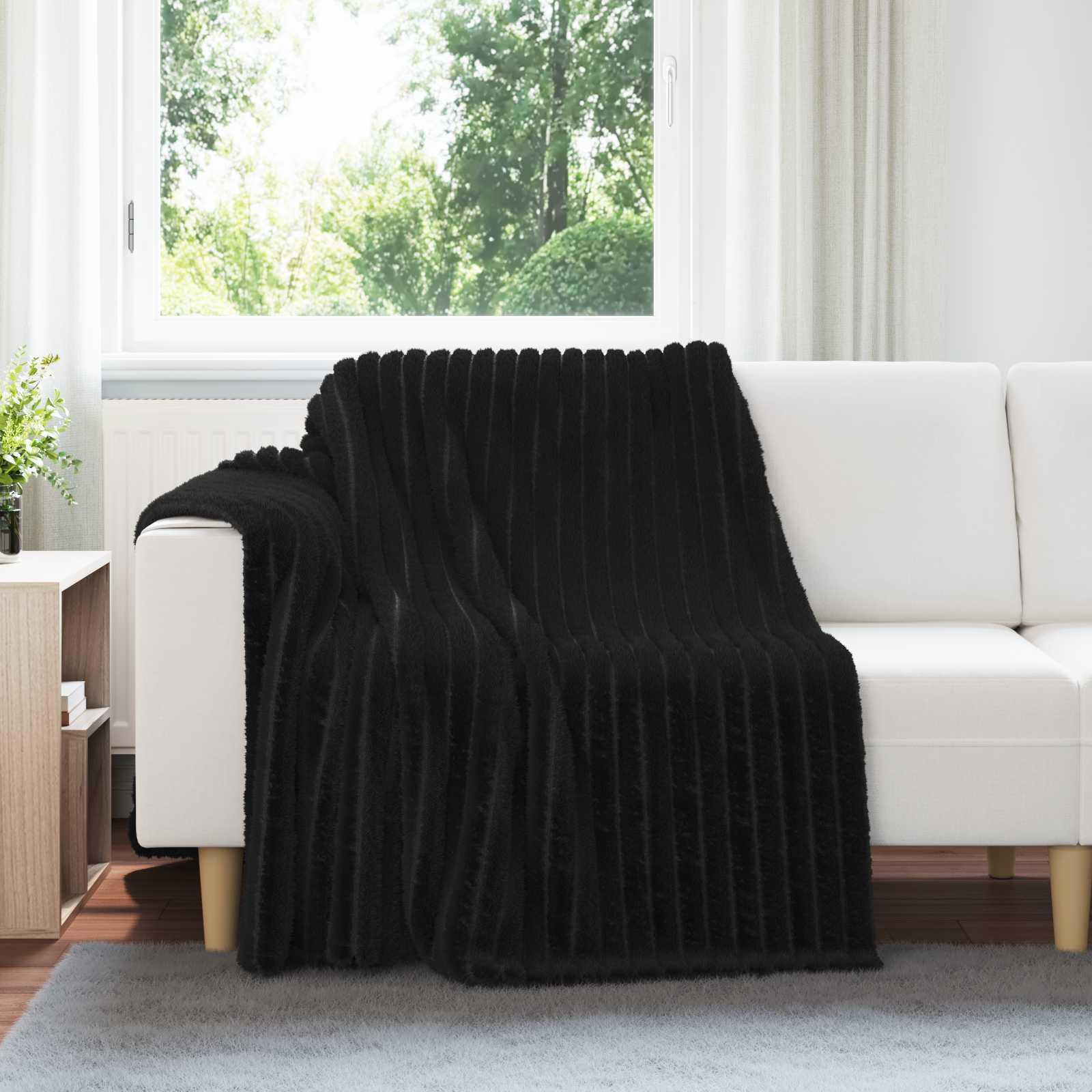 Kastetæpper 6 stk Sort 200 x 150 cm Fleece