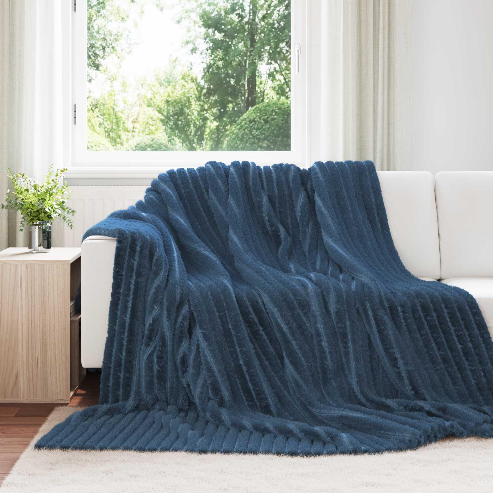 Kastetæpper 6 stk Mørkeblå 270 x 240 cm Fleece
