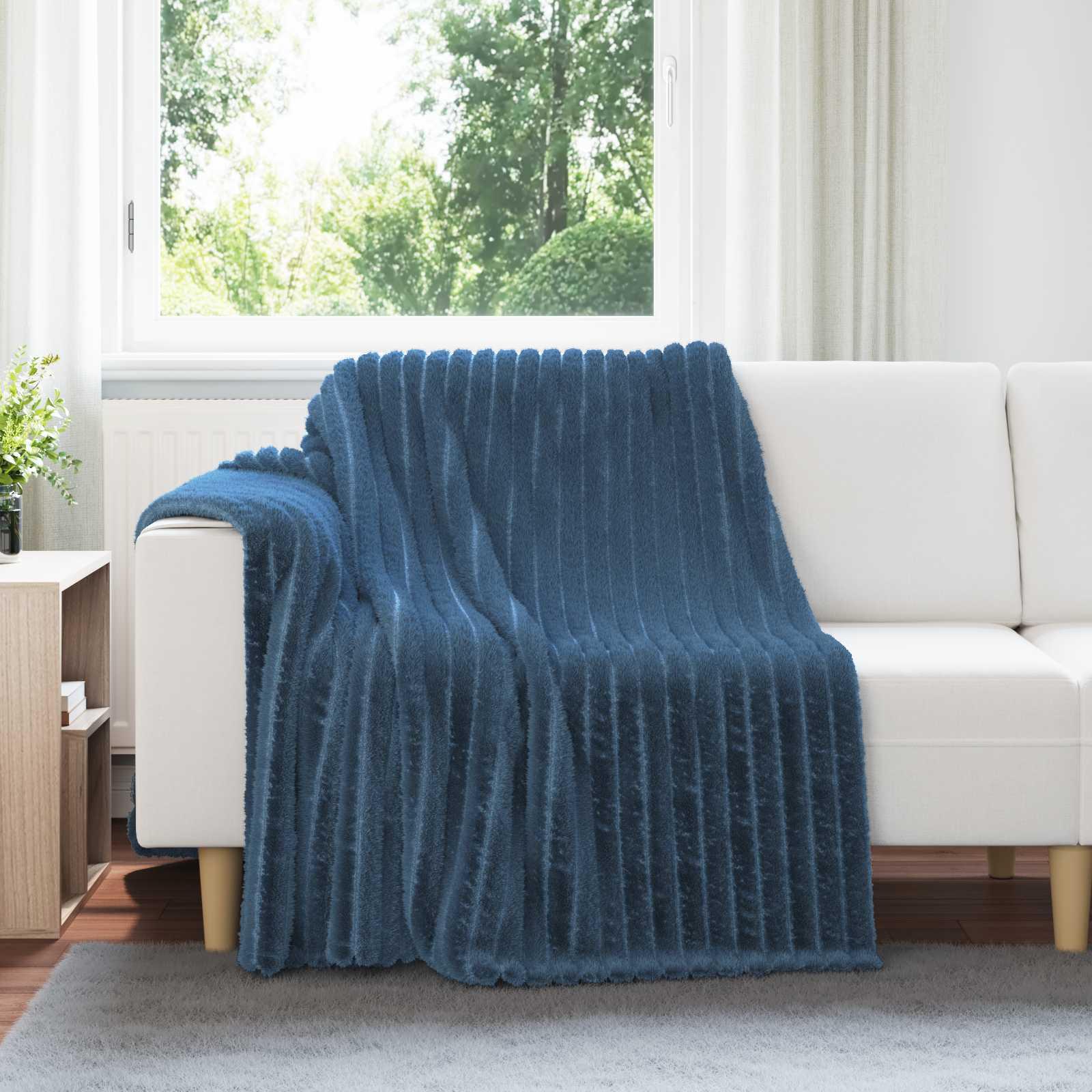Kastetæpper 6 stk Mørkeblå 200 x 150 cm Fleece