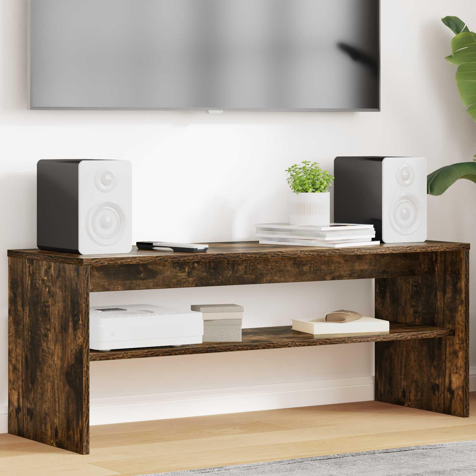 TV-bord i røget eg - konstrueret træ, 100 × 35 × 40 cm