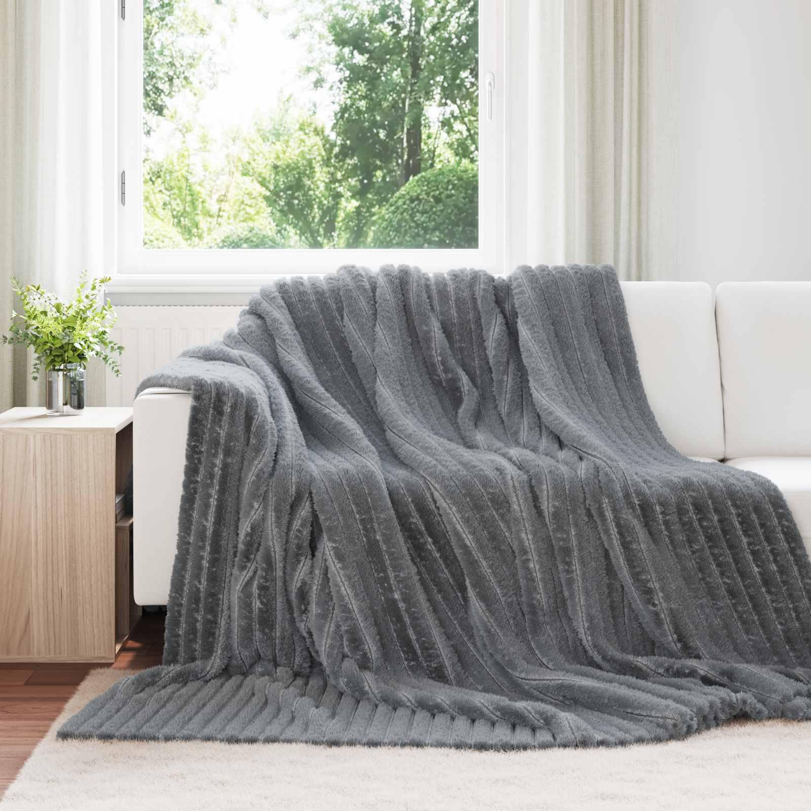 Kastetæpper 200 X 150 Cm Fleece - Mørkegrå / 240 x 270 cm