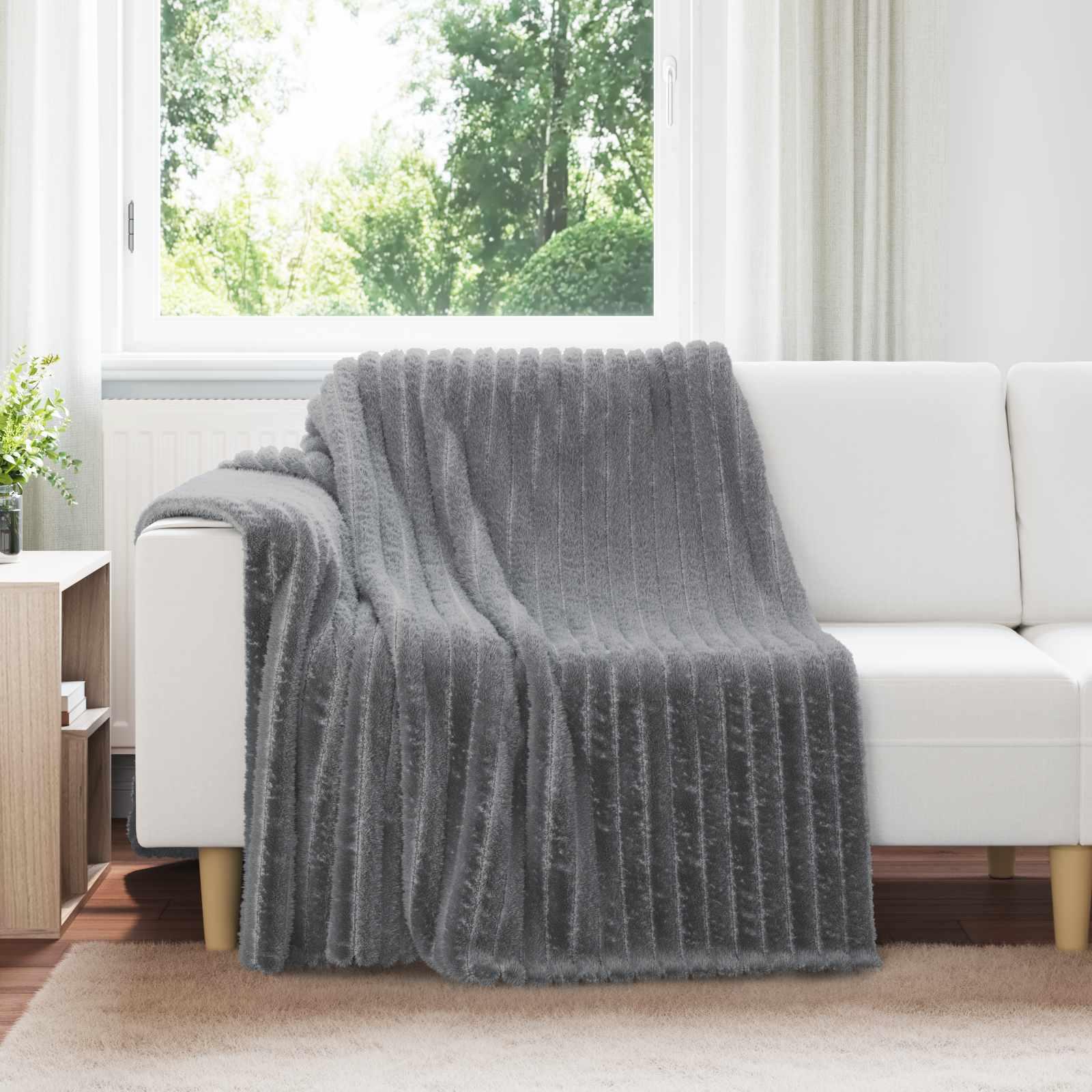 Kastetæpper 200 X 150 Cm Fleece - Mørkegrå / 150 x 200 cm