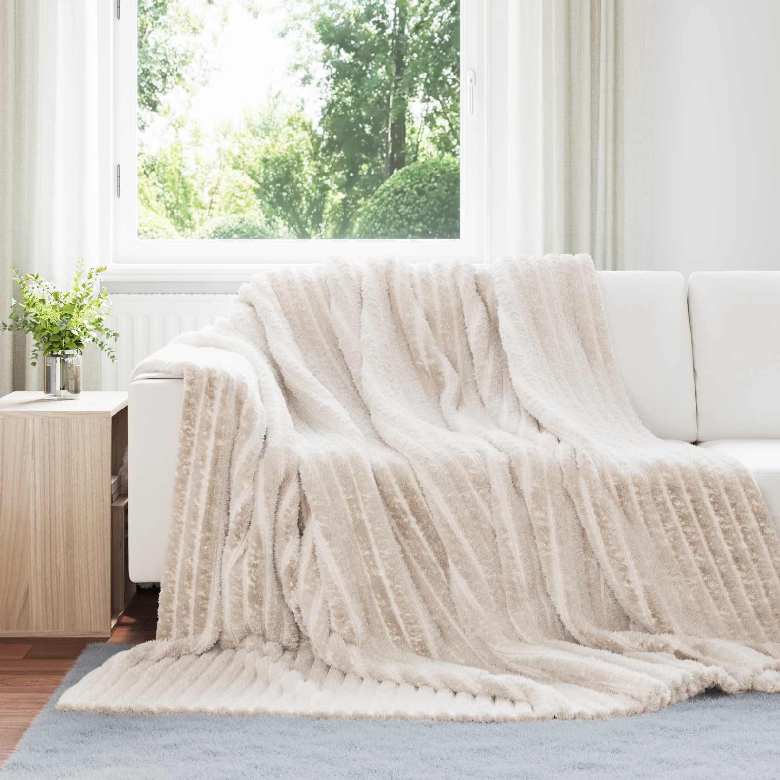 Kastetæpper 200 X 150 Cm Fleece - Beige / 220 x 240 cm