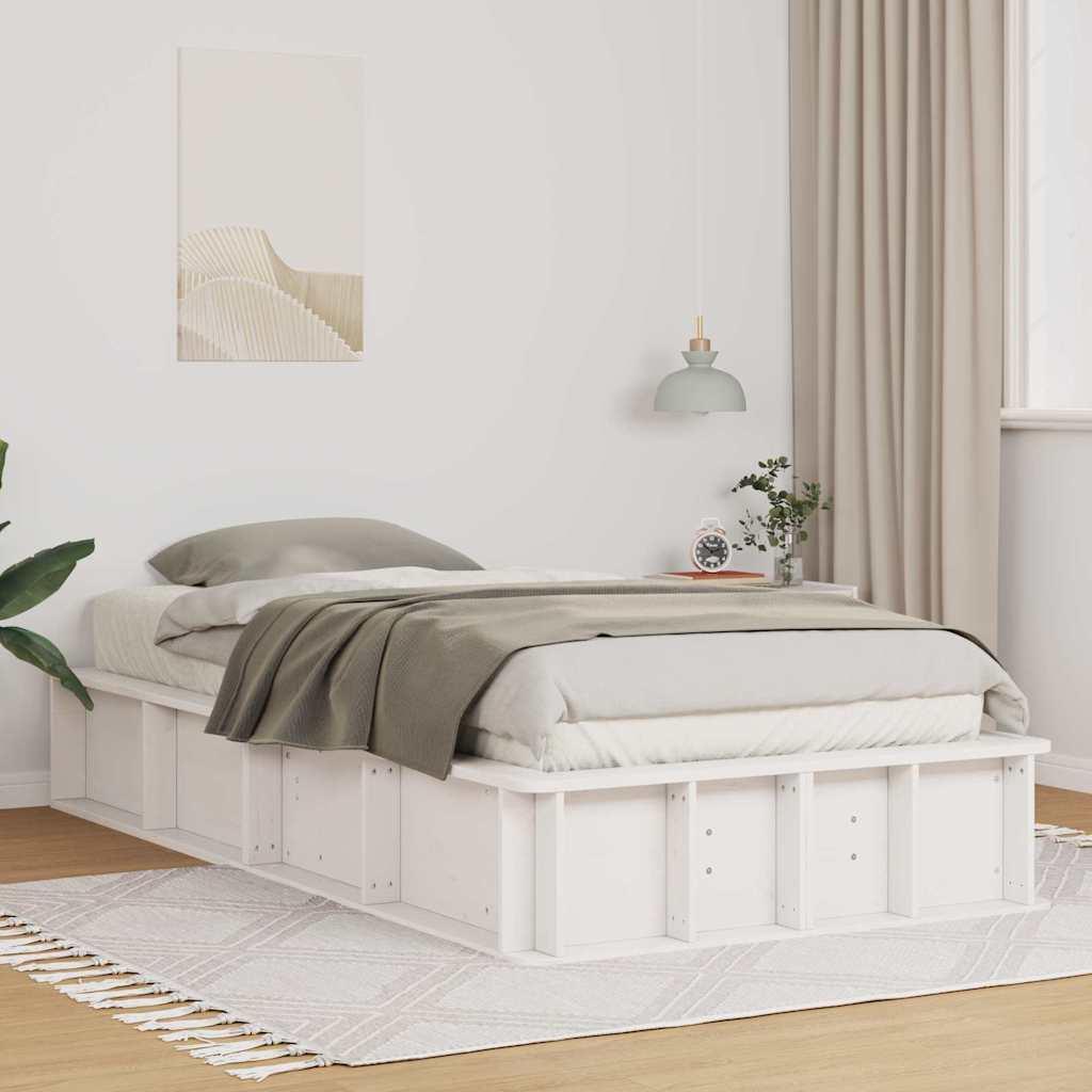 Sengestel - hvid platform 75 × 190 cm i massiv fyrretræ