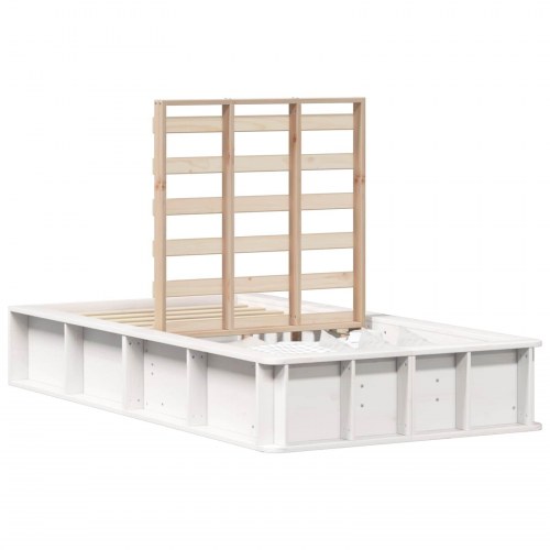 Sengestel med lameller hvid 75 x 190 cm - massiv fyrretræ