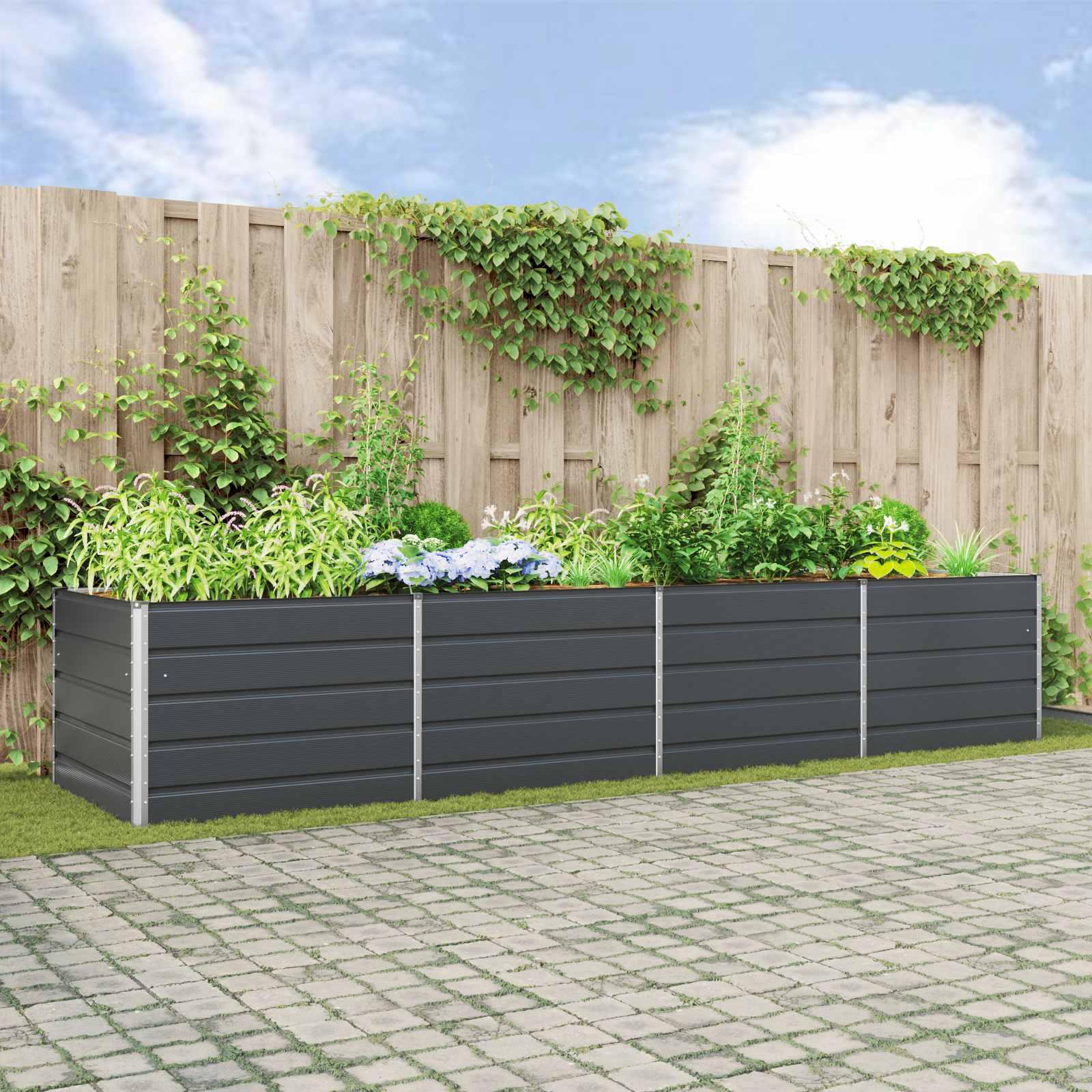 Plantekasse Antracit 195 x 100 x 45 cm Galvaniseret stål