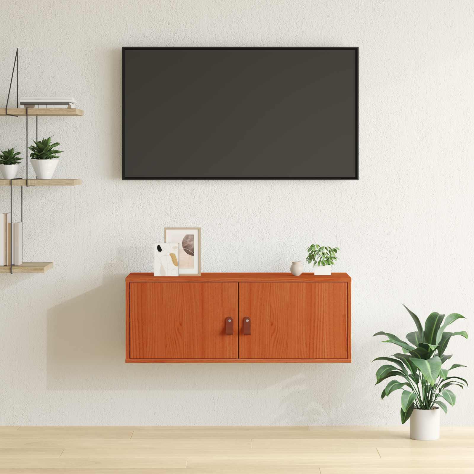 Vægskab med hylde Voks brun 80 x 30 x 30 cm Massiv fyrretræ