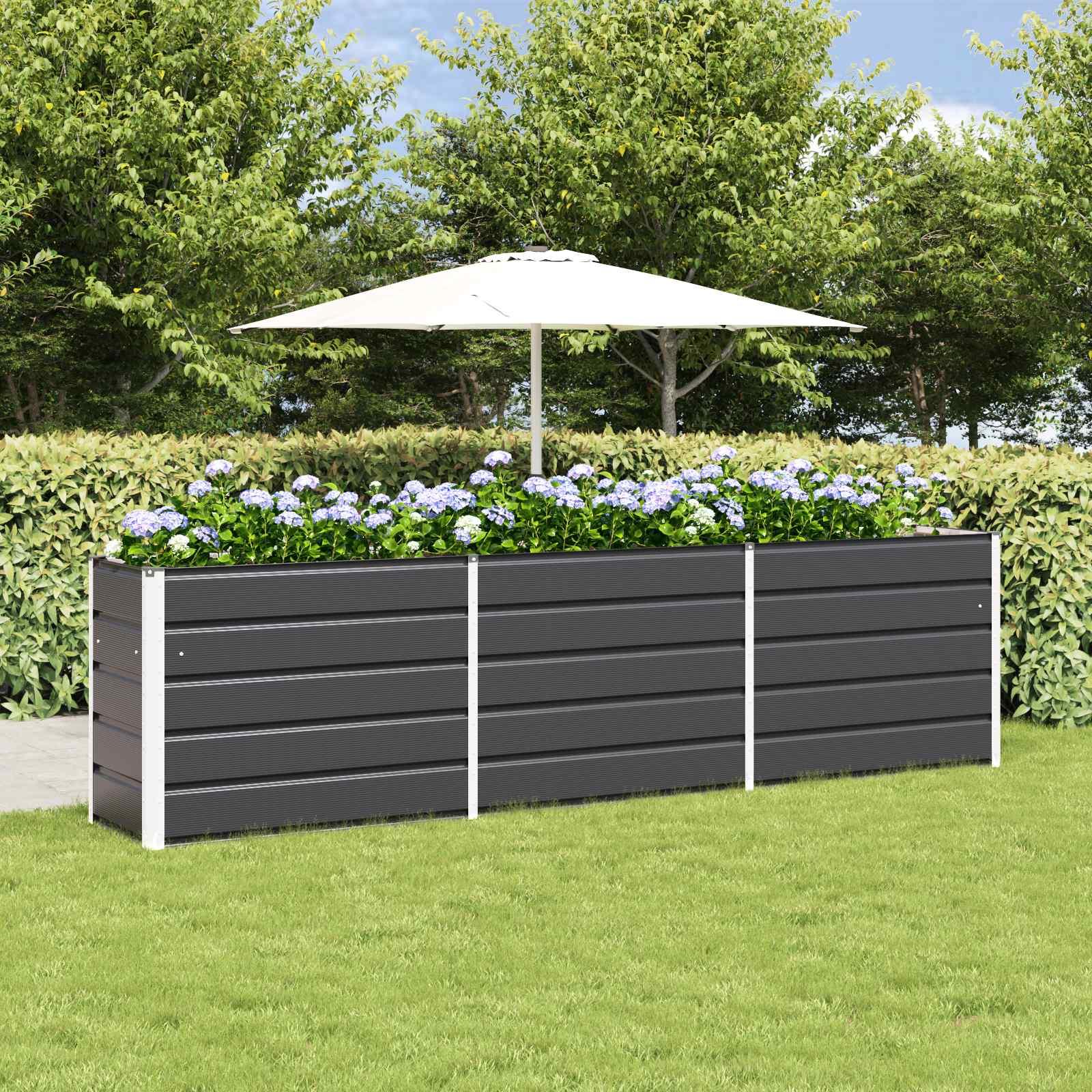 Plantekasse i galvaniseret stål - antracit 290 × 50 × 75 cm