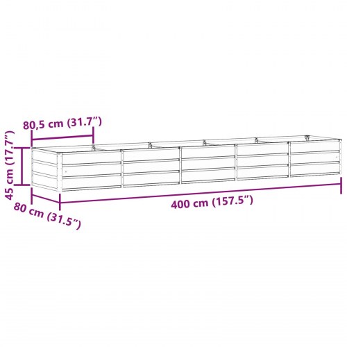 Plantekasse Antracit 400 x 80 x 45 cm Stål
