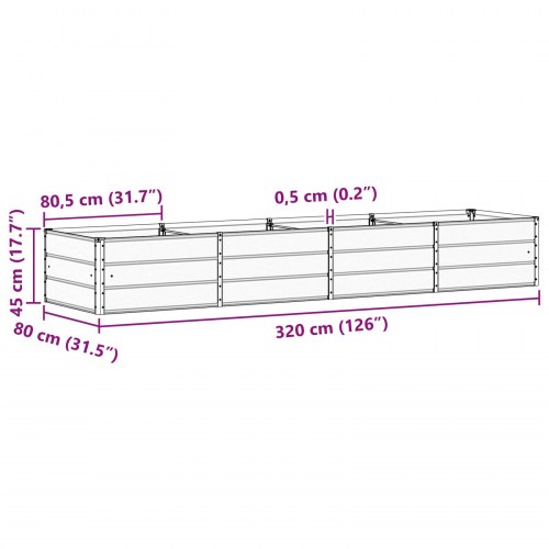 Plantekasse Antracit 320 x 80 x 45 cm Stål