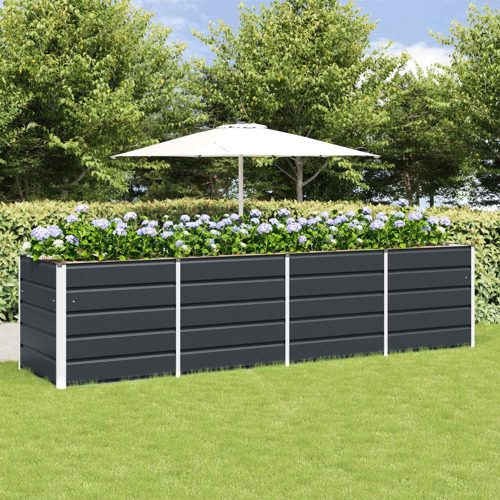 Plantekasse Antracit 240 x 80 x 75 cm Stål