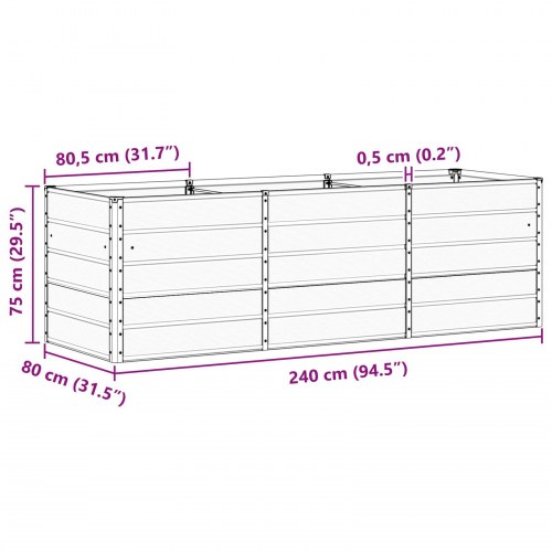 Plantekasse Antracit 240 x 80 x 75 cm Stål