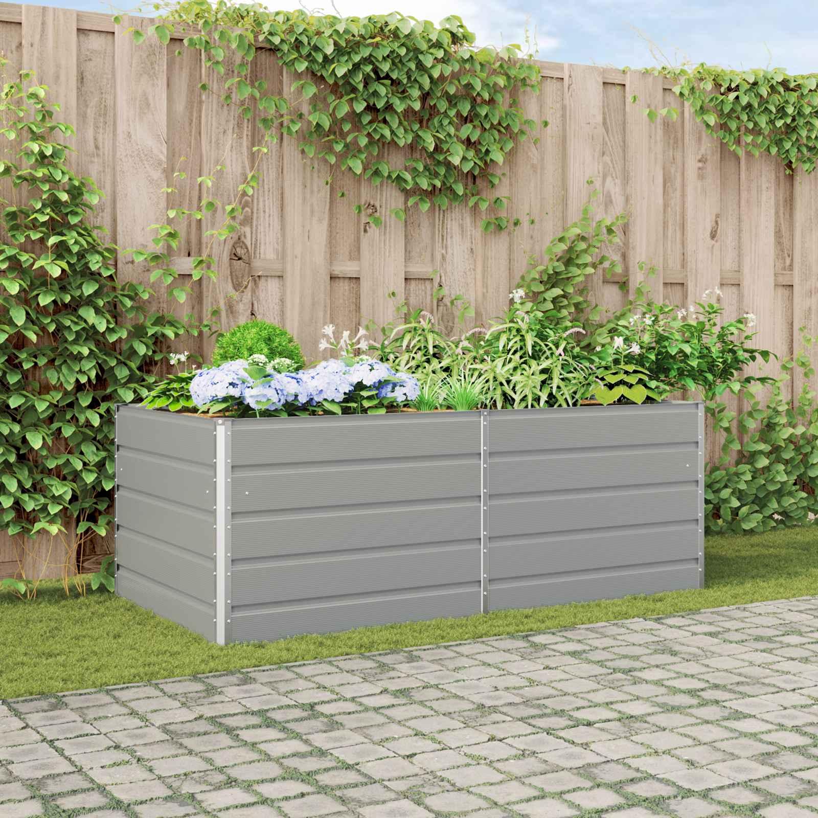 Plantekasse Lysegrå 195 x 100 x 45 cm Galvaniseret stål