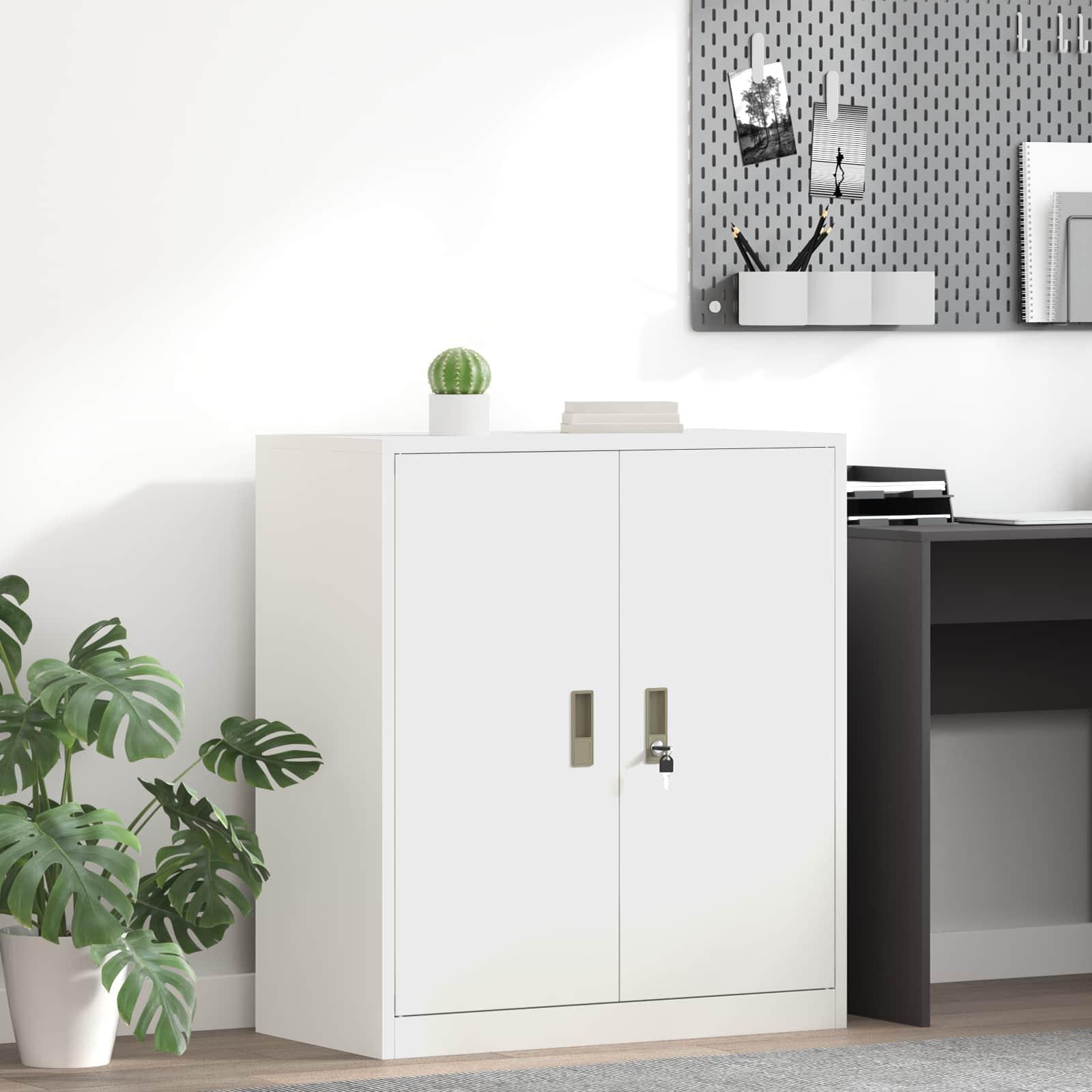 Opbevaringsskab Hvid 80 x 40 x 90 cm Koldvalset Stål