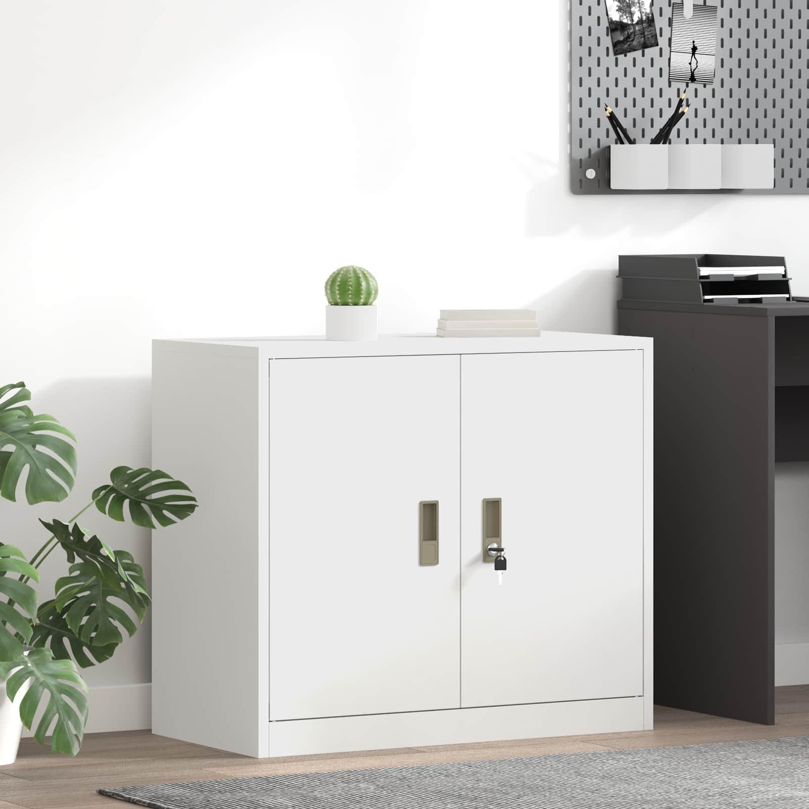 Opbevaringsskab Hvid 80 x 40 x 70 cm Koldvalset Stål