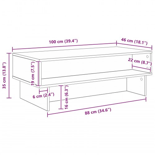 Sofabord Røget eg 100 x 46 x 35 cm Konstrueret træ