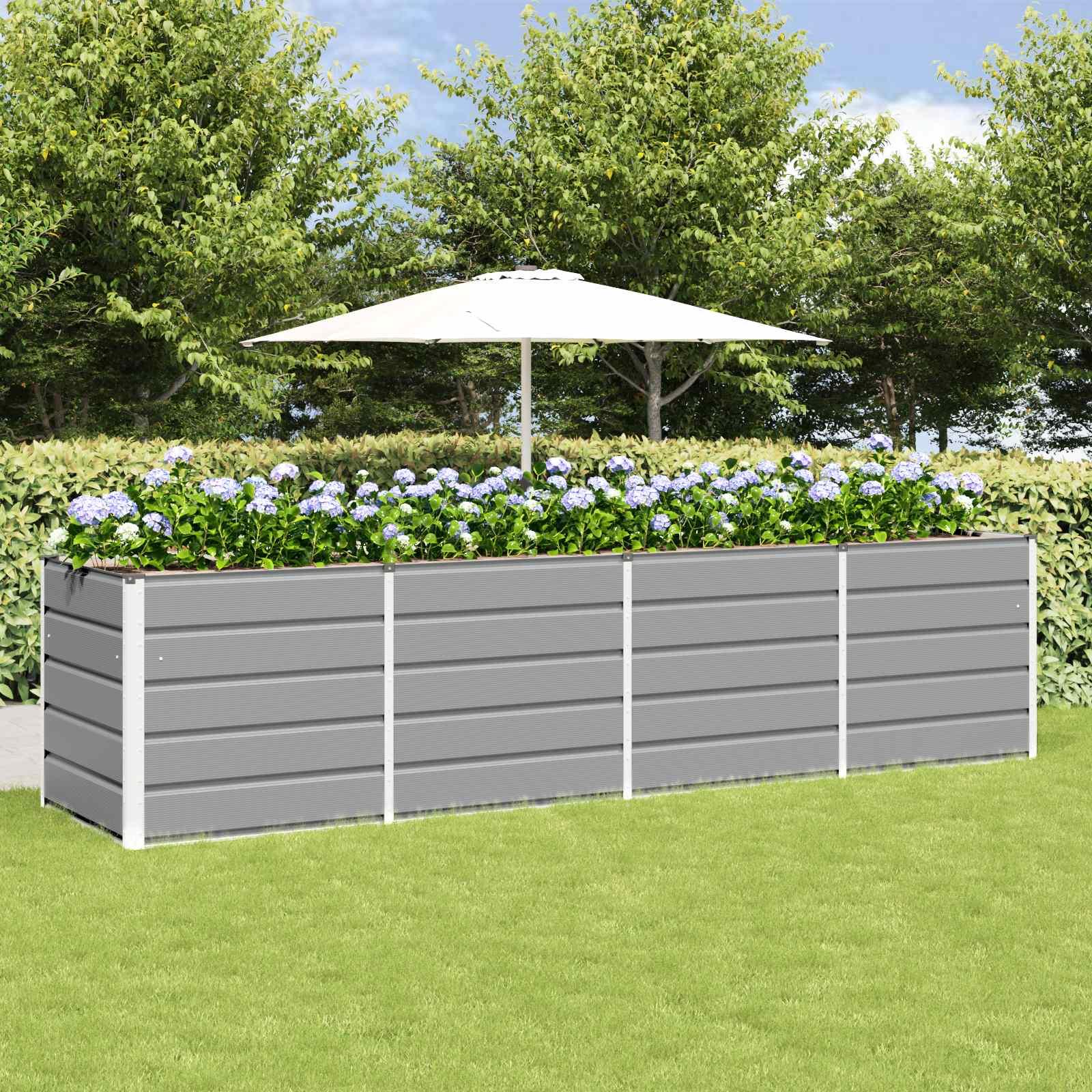 Plantekasse 160 X 80 X Stål - Lysegrå / 320 cm / 75 cm
