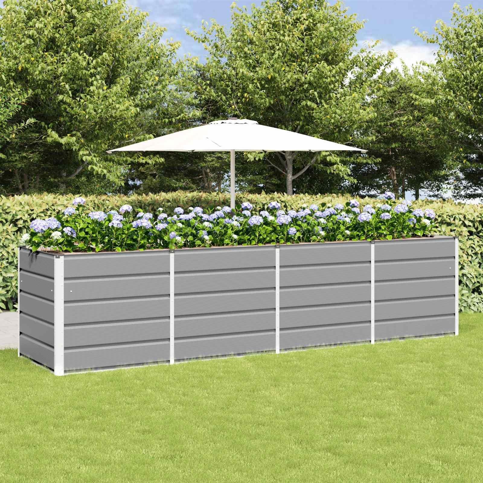 Plantekasse 160 X 80 X Stål - Lysegrå / 240 cm / 75 cm