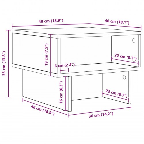 Sofabord Røget eg 48 x 46 x 35 cm Konstrueret træ